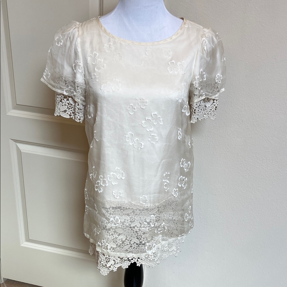 RED Valentino Cream Floral Lace Blouse